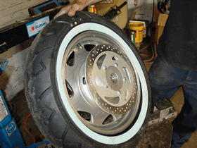 Stand Tire up with Valve Stem at top